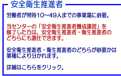 ���S�q�����i�ҁ@�J���҂��펞10�`49�l�܂ł̎��Ə�ɕK�v�B���Z���^�[�́u���S�q�����i�җ{���u�K�v���C���������́A���S�q�����i�ҁE�q�����i�҂̂ǂ���ɂ��I�C�ł��܂��B���S�q�����i�ҁE�q�����i�҂̂ǂ��炪�K�v���͋Ǝ�ɂ�蕪����܂��B�ڍׂ͂�������N���b�N�B